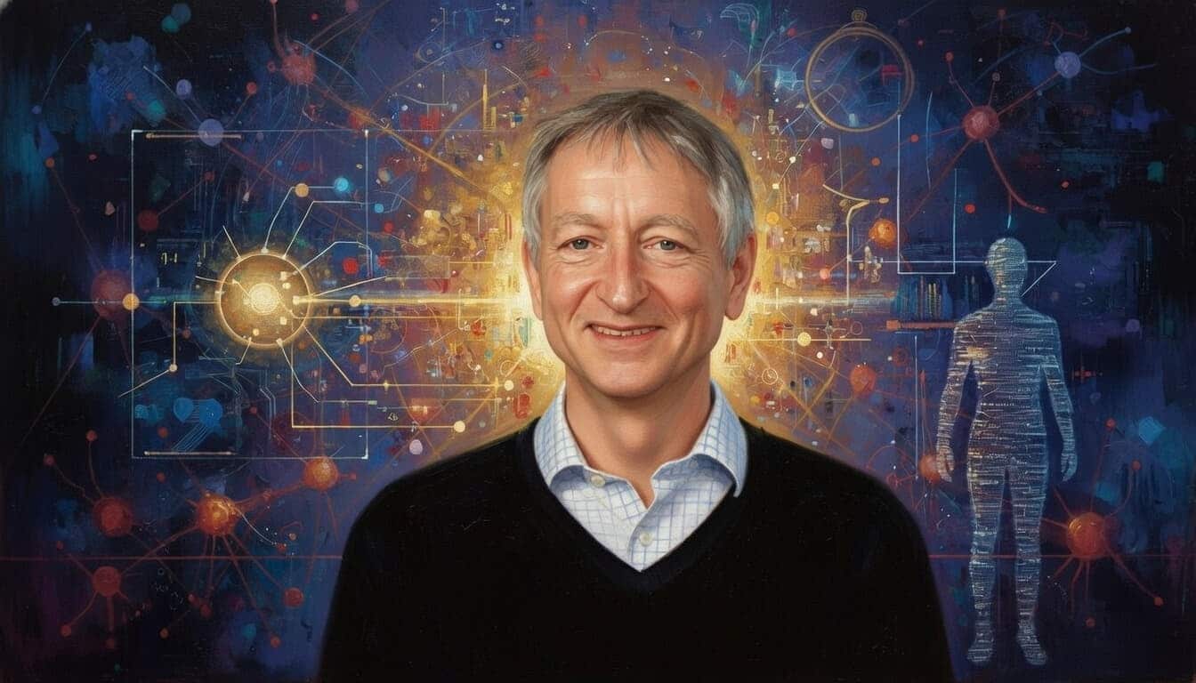 Un retrato al óleo de Geoffrey Hinton