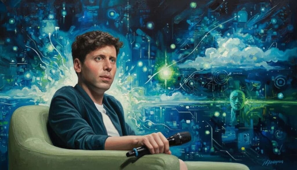 Un retrato al óleo de Sam Altman